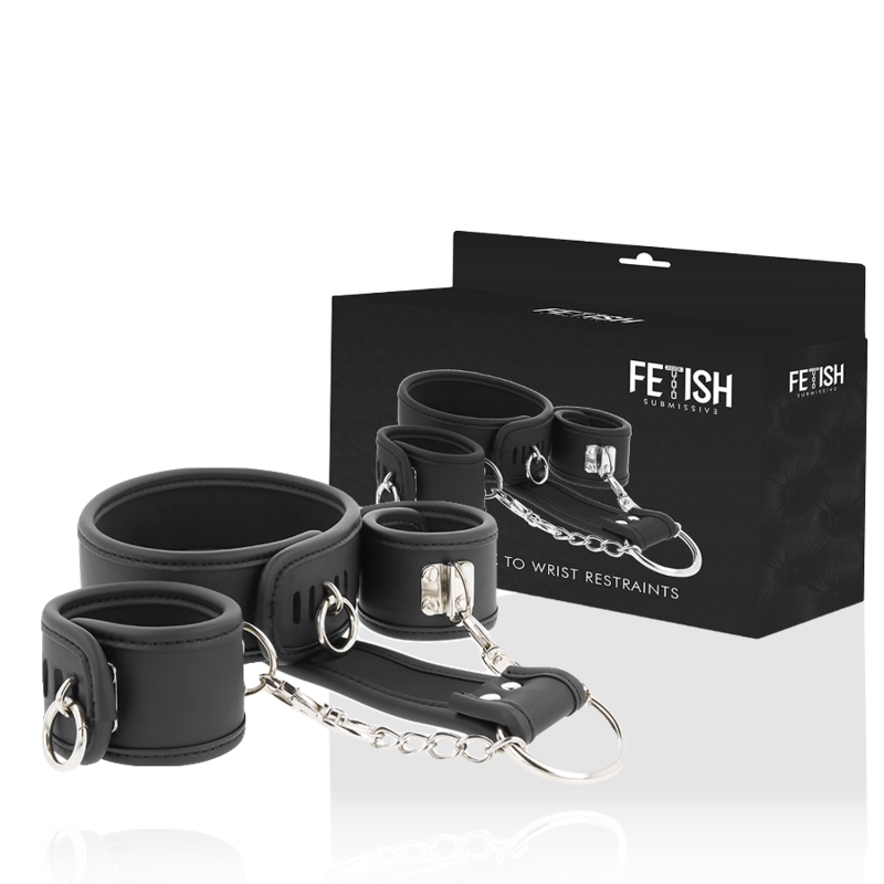 FETISH SUBMISSIVE COLLAR Y ESPOSAS CUERO VEGANO...