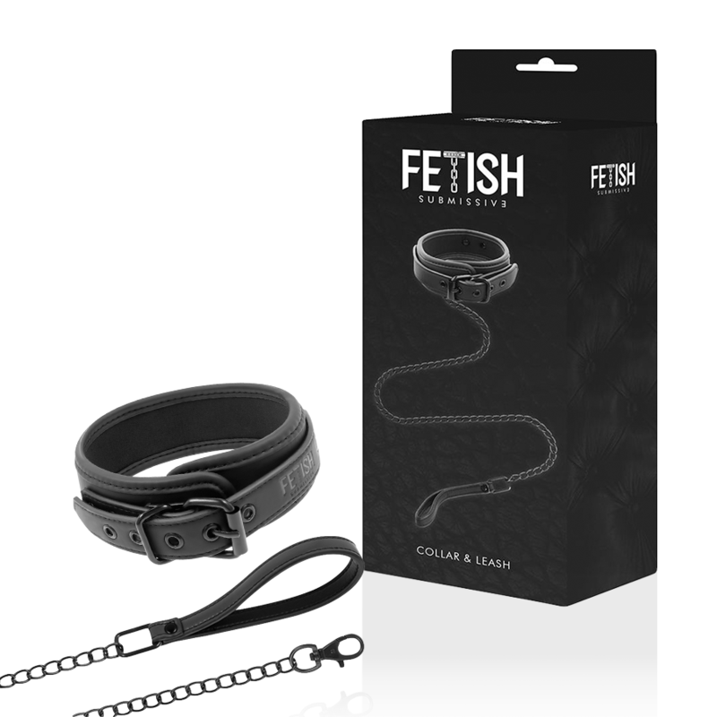 FETISH SUBMISSIVE COLLAR CON CADENA CON FORRO...