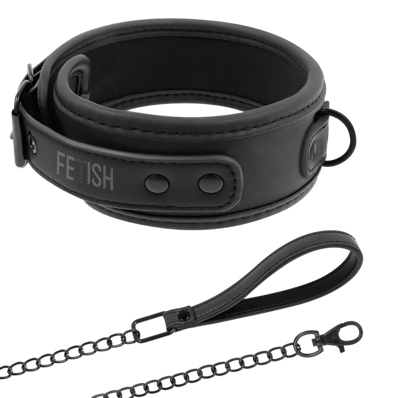 FETISH SUBMISSIVE COLLAR CON CADENA CON FORRO...