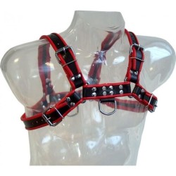 LEATHER BODY CHAIN HARNESS III BLACK / RED 2