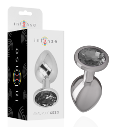 INTENSE - PLUG ANAL METAL ALUMINIO CON CRISTAL NEGRO TALLA S 2