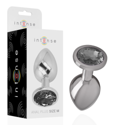INTENSE - PLUG ANAL METAL ALUMINIO CON CRISTAL NEGRO TALLA M 2