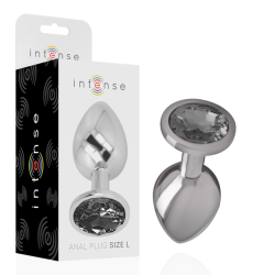 INTENSE - PLUG ANAL METAL ALUMINIO CON CRISTAL NEGRO TALLA L 2