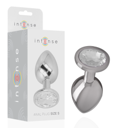 INTENSE - PLUG ANAL METAL ALUMINIO CON CRISTAL PLATA TALLA S 2