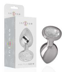INTENSE - PLUG ANAL METAL ALUMINIO CON CRISTAL PLATA TALLA M 2