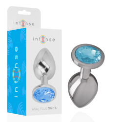 INTENSE - PLUG ANAL METAL ALUMINIO CON CRISTAL AZUL TALLA S 2