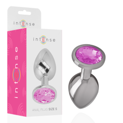 INTENSE - PLUG ANAL METAL ALUMINIO CON CRISTAL ROSA TALLA S 2