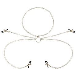 OHMAMA FETISH 4 PINZAS PEZONES CON COLLAR DE CADENAS