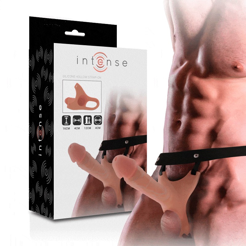 INTENSE - HOLLOW HARNESS WITH SILICONE DILDO 16...