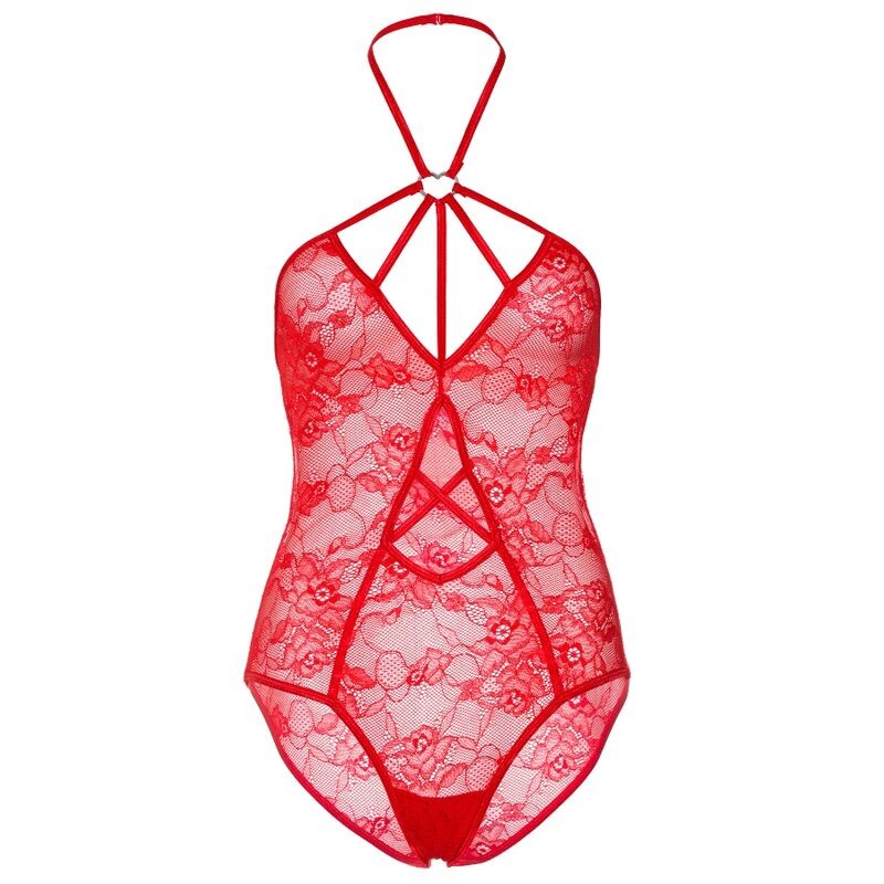 LEG AVENUE STRAPPY ROSE LACE TEDDY S/M