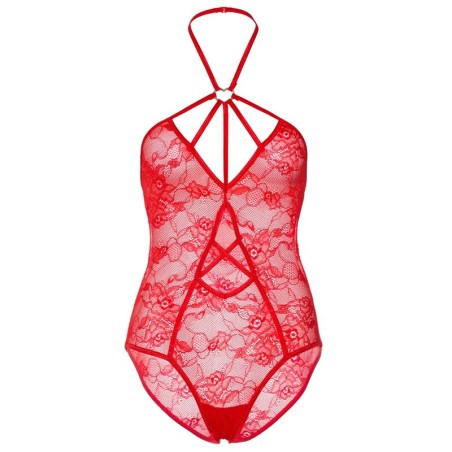 LEG AVENUE STRAPPY ROSE LACE TEDDY S/M