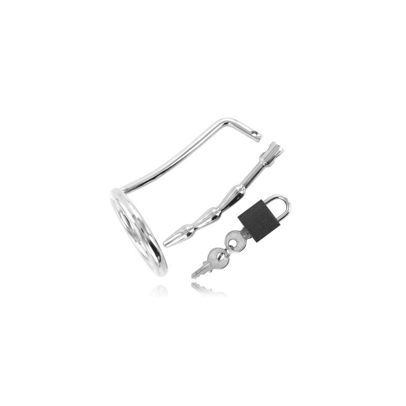 METAL HARD ANILLO TESTICULOS CON PLUG URETRA...