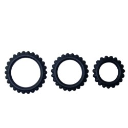 BAILE - TITAN SET 3PCS COCK RING BLACK 2.8 + 2.4 + 1.9 CM 2