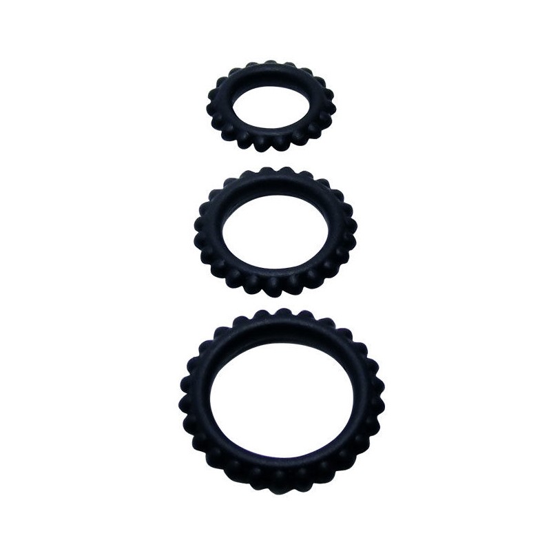 BAILE - TITAN SET 3PCS COCK RING BLACK 2.8 +...