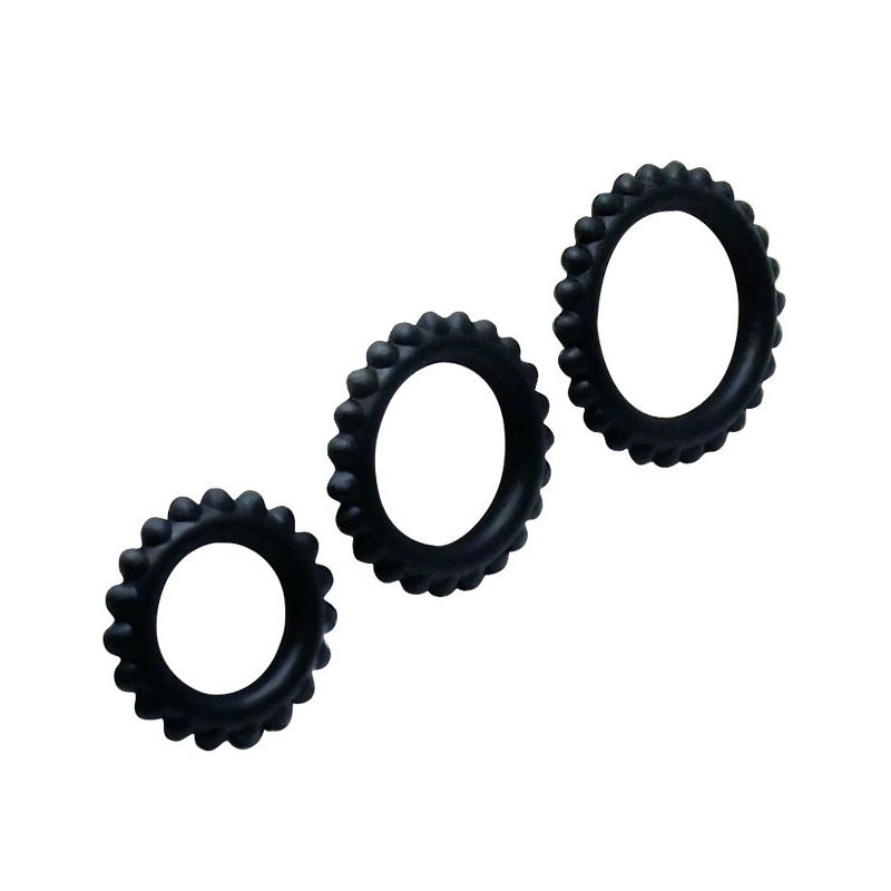 BAILE - TITAN SET 3PCS COCK RING BLACK 2.8 +...