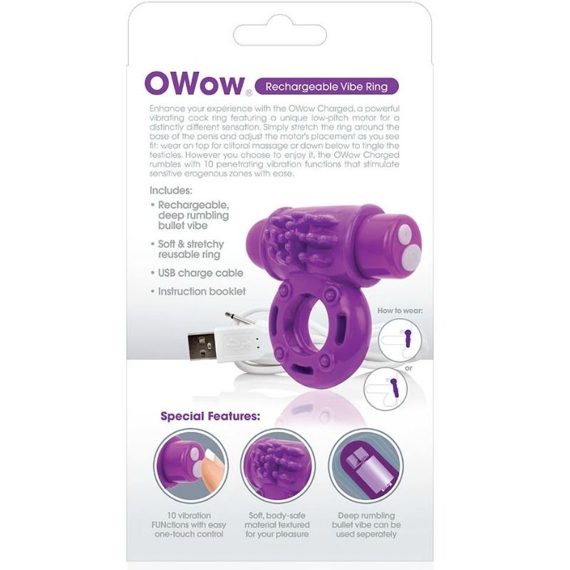 SCREAMING O - ANILLO VIBRADOR WOW RECARGABLE LILA