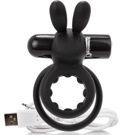 SCREAMING O - ANILLO DOBLE RECARGABLE CON RABBIT HARE NEGRO