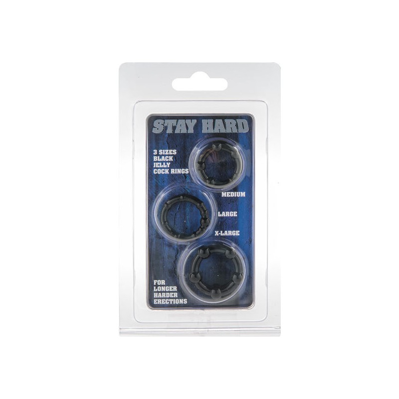 SEVEN CREATIONS - SET OF THREE BLACK PENIS RINGS