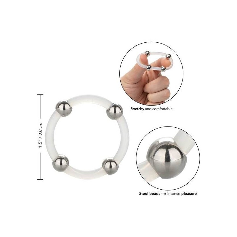 CALEXOTICS - STEEL BEADED SILICONE RING L