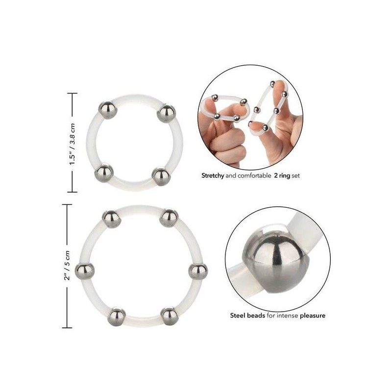 CALEXOTICS - STEEL BEADED SILICONE RING SET