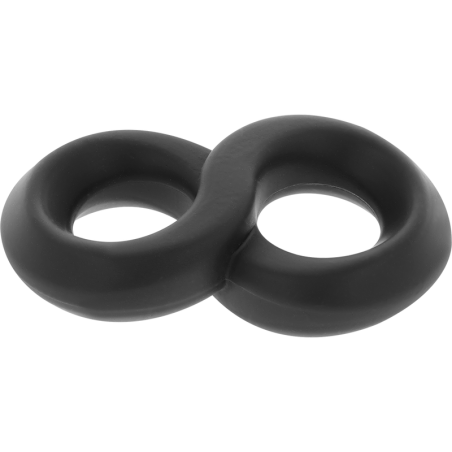 POWERING - SUPER FLEXIBLE Y RESISTENTE ANILLO PENE Y TESTÍCULOS  PR12  NEGRO
