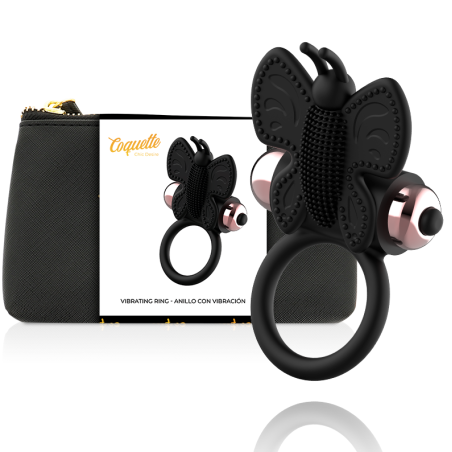 COQUETTE CHIC DESIRE - COCK RING BUTTERFLY WITH VIBRATOR BLACK/ GOLD