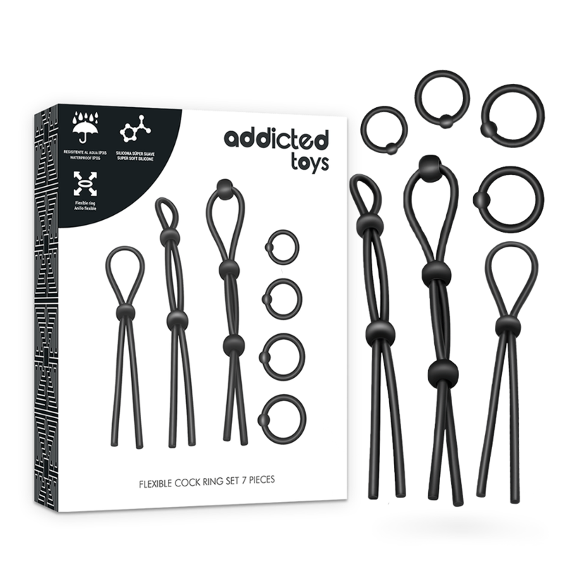 ADDICTED TOYS - FLEXIBLE SILICONE COCK RING SET...