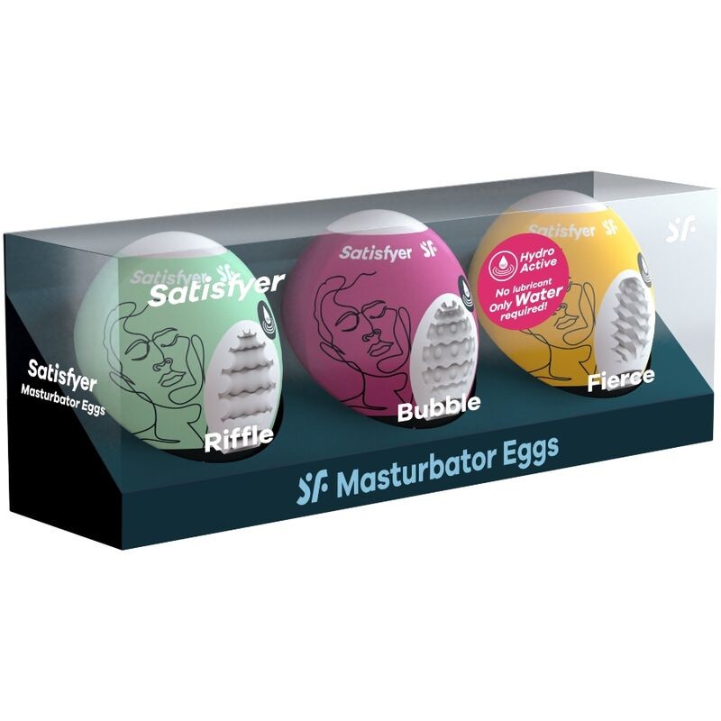 SATISFYER - 3 MASTURBATOR EGGS RIFFLE, BUBBLE...