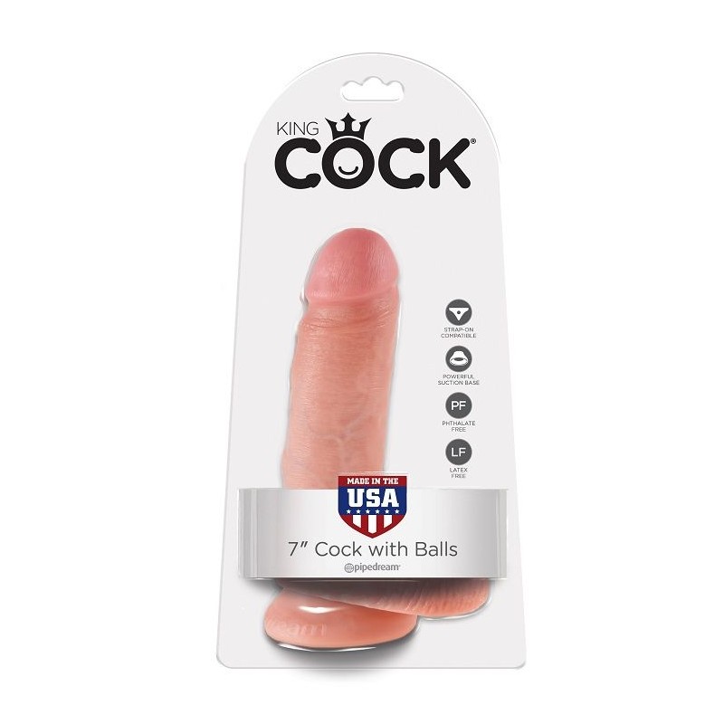 KING COCK - 7 DILDO FLESH WITH BALLS 17.8 CM