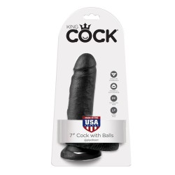 KING COCK - 7 PENE REALÍSTICO NEGRO 17.8 CM 2