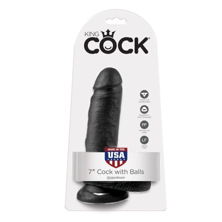 KING COCK - 7 PENE REALÍSTICO NEGRO 17.8 CM