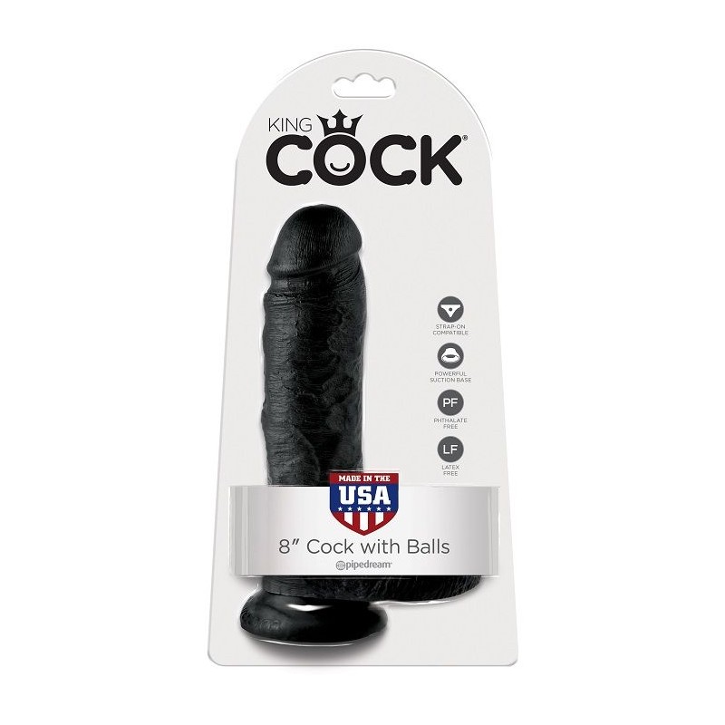 KING COCK - 8 PENE REALÍSTICO NEGRO 20.3 CM