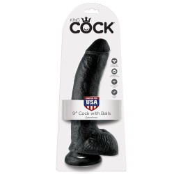 KING COCK - DILDO BLACK WITH BALLS 22.9 CM 2