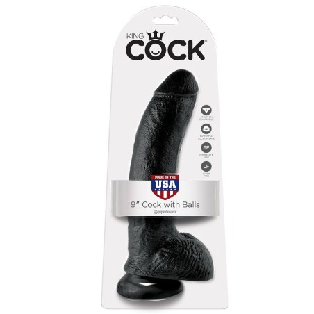 KING COCK - DILDO BLACK WITH BALLS 22.9 CM