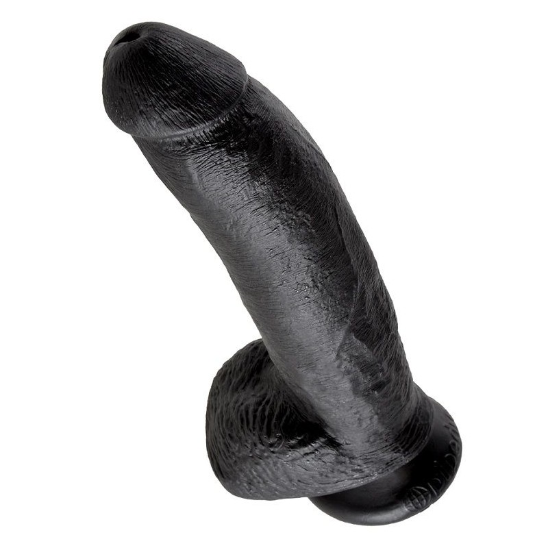 KING COCK - DILDO BLACK WITH BALLS 22.9 CM