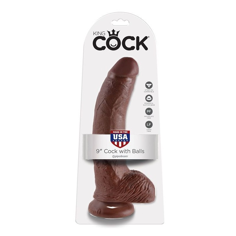 KING COCK - 9 DILDO BROWN WITH BALLS 22.9 CM