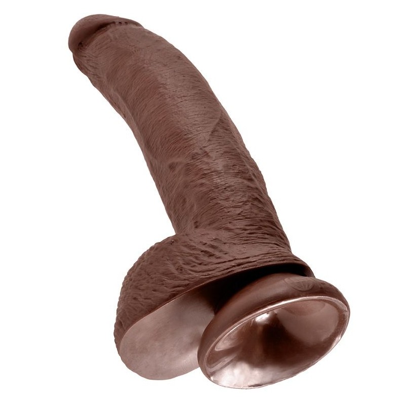 KING COCK - 9 DILDO BROWN WITH BALLS 22.9 CM
