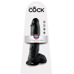 KING COCK - DILDO BLACK WITH BALLS 25.4 CM 2