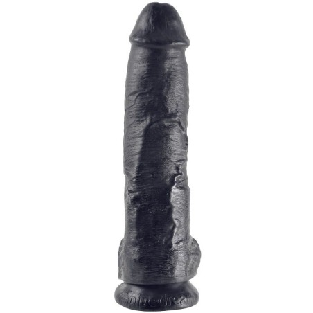 KING COCK - DILDO BLACK WITH BALLS 25.4 CM
