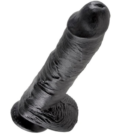 KING COCK - DILDO BLACK WITH BALLS 25.4 CM