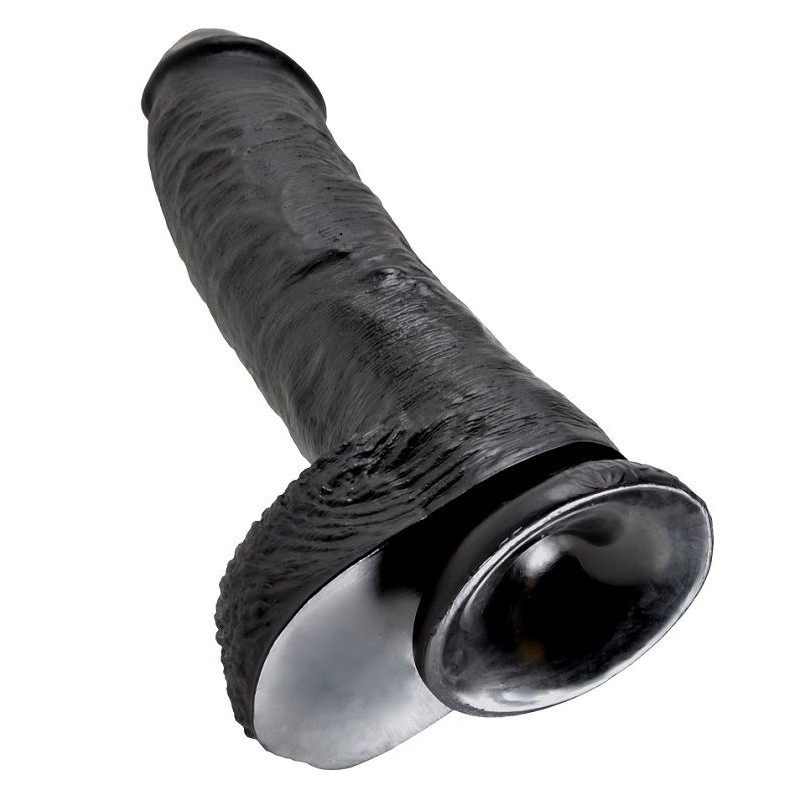 KING COCK - DILDO BLACK WITH BALLS 25.4 CM