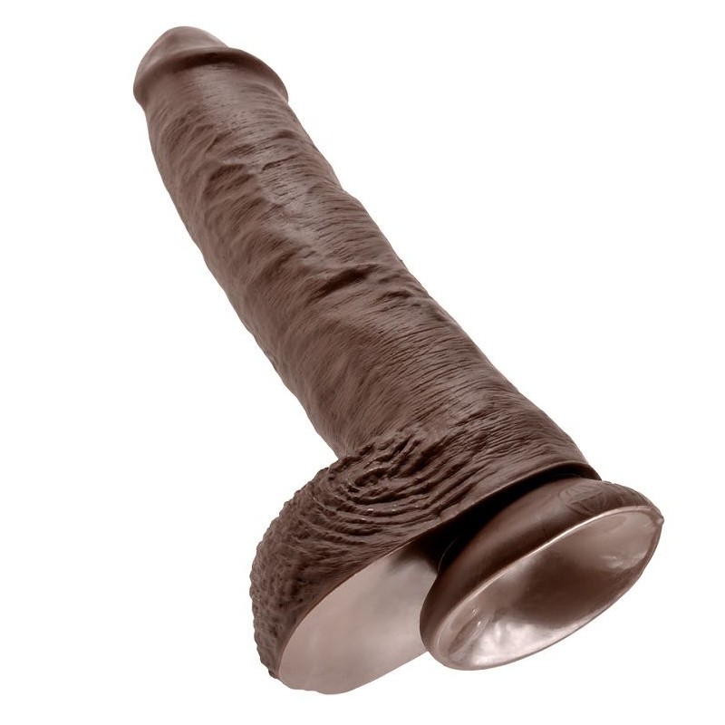 KING COCK - 10 DILDO BROWN WITH BALLS 25.4 CM
