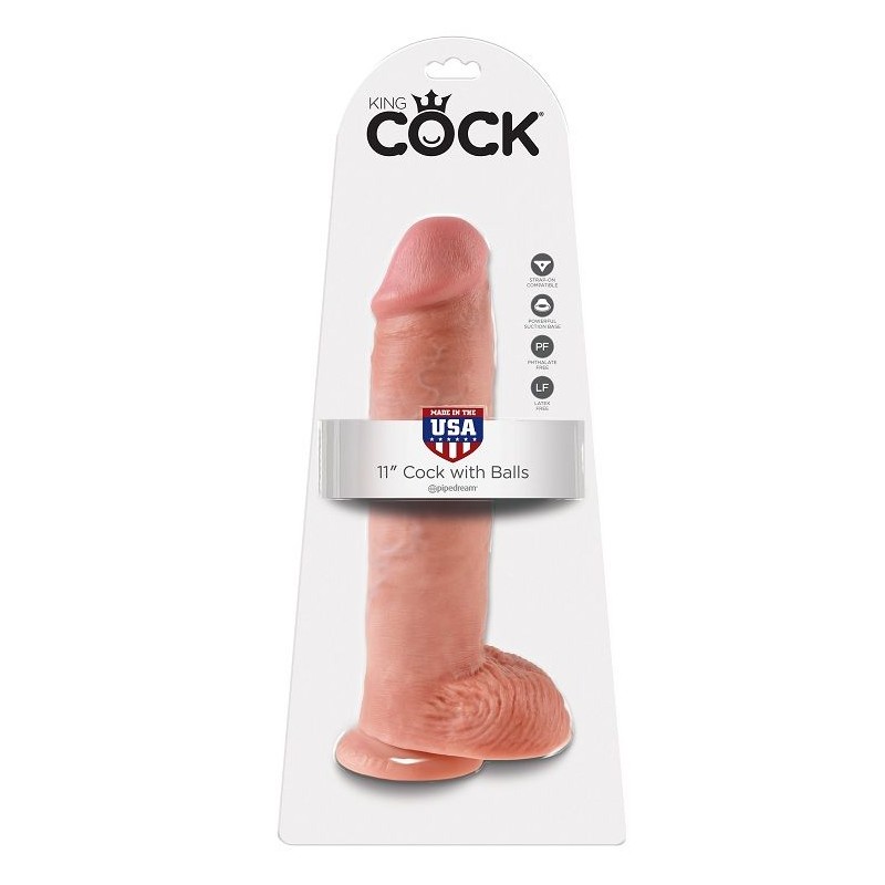 KING COCK - 11 DILDO FLESH WITH BALLS 28 CM