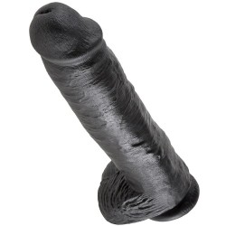 KING COCK - DILDO BLACK WITH BALLS 28 CM