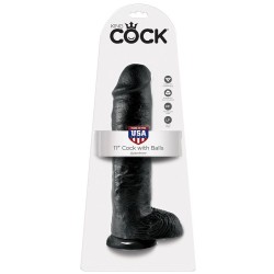 KING COCK - DILDO BLACK WITH BALLS 28 CM 2