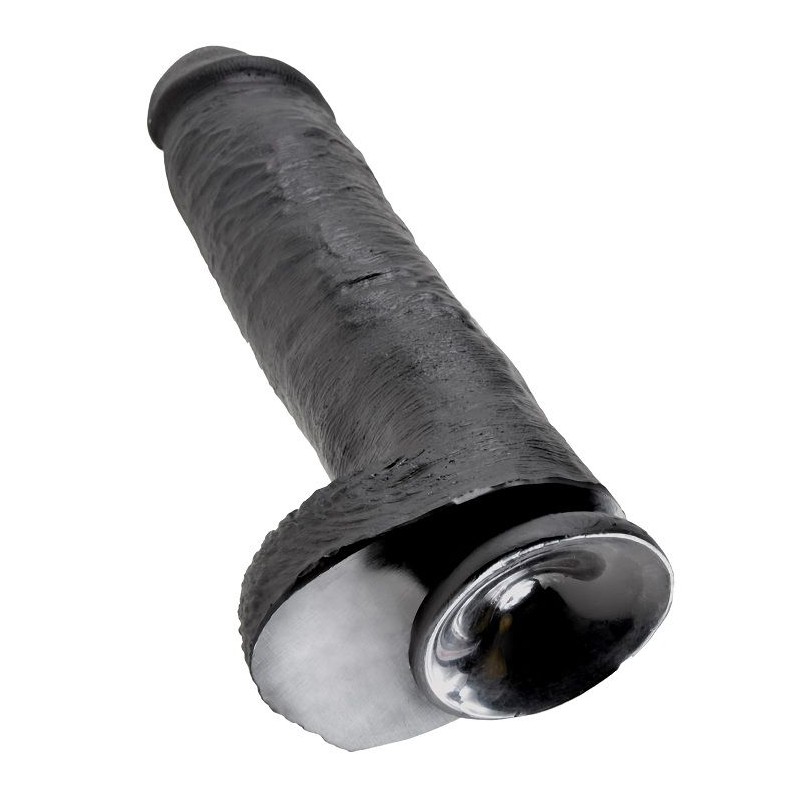 KING COCK - DILDO BLACK WITH BALLS 28 CM