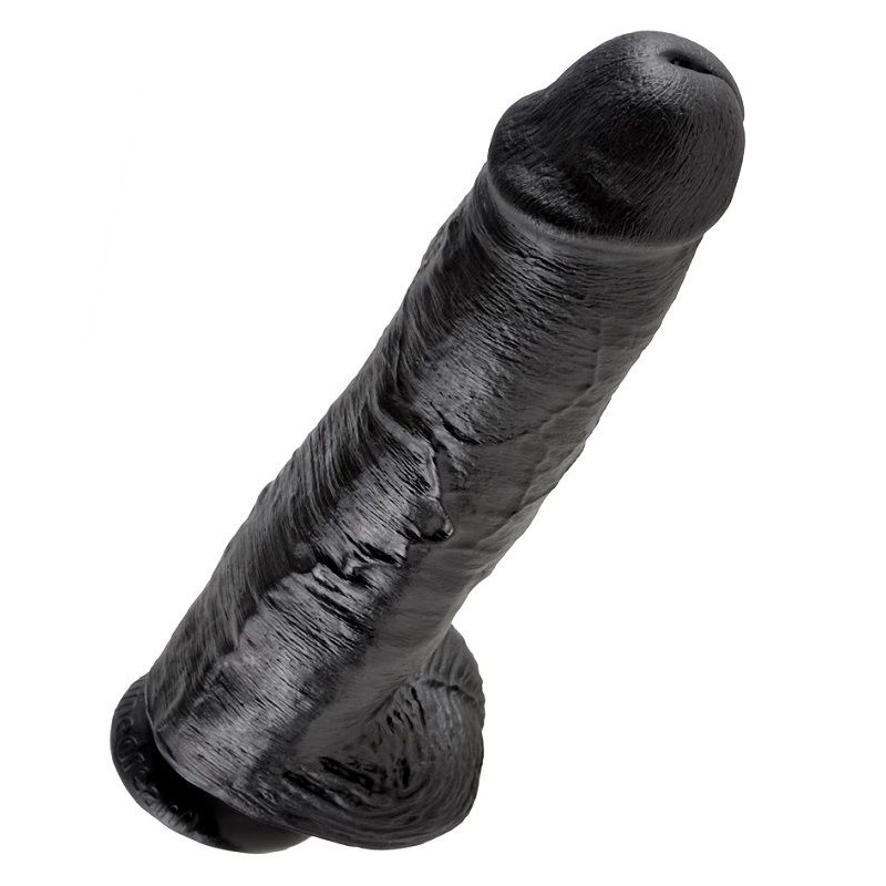 KING COCK - DILDO BLACK WITH BALLS 28 CM