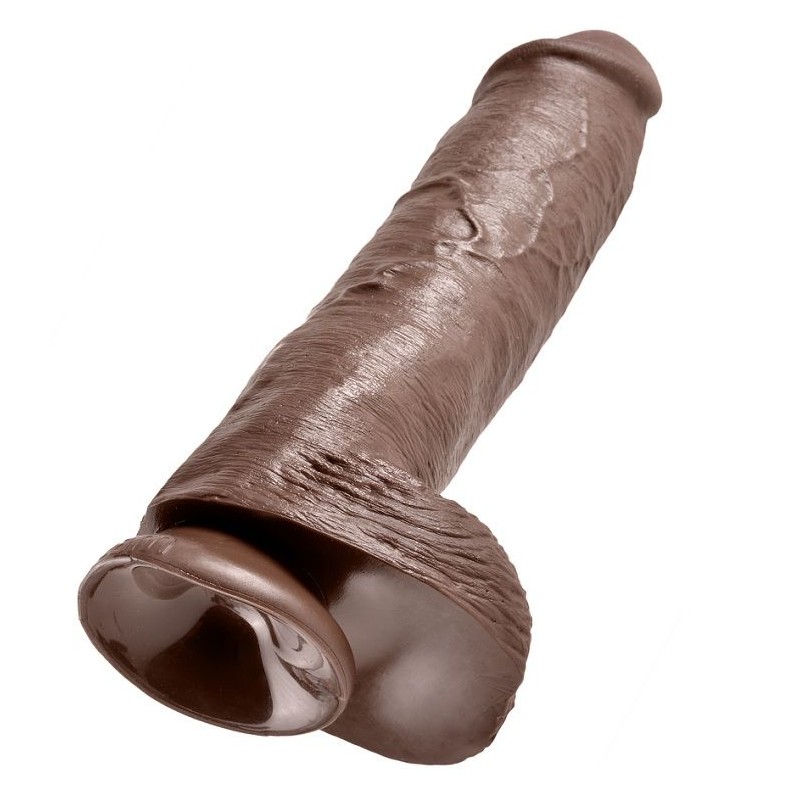 KING COCK - 11 PENE REALÍSTICO MARRÓN 28 CM