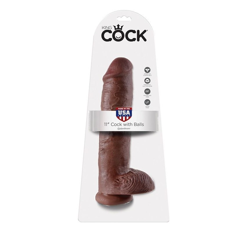 KING COCK - 11 PENE REALÍSTICO MARRÓN 28 CM