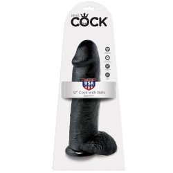 KING COCK - DILDO BLACK WITH BALLS 30.48 CM 2